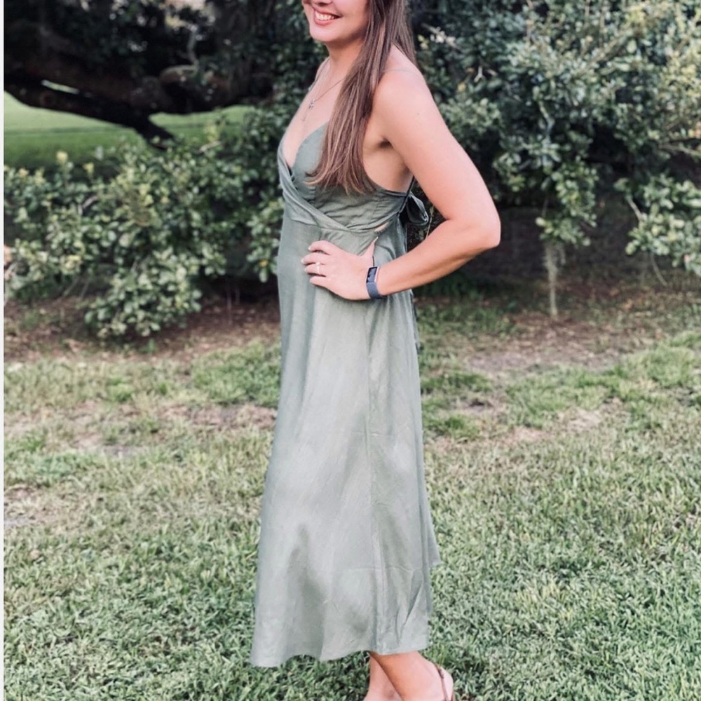 Boutique Olive Green Women's Dress with tie back